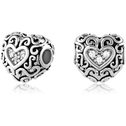 Zeige Details für TOP-Bead Herz verziert mit CZ 8.5x10mm, Silber 925 Bild von TOP-Bead Herz verziert mit CZ 8.5x10mm, Silber 925