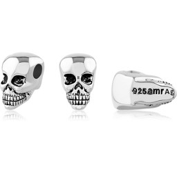Zeige Details für TOP-Bead Skull vertikale gelocht 6x10mm, Silber 925 Bild von TOP-Bead Skull vertikale gelocht 6x10mm, Silber 925
