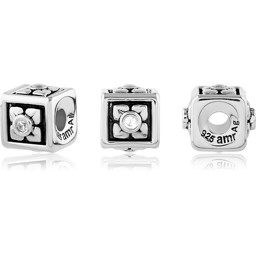 Image de TOP-Bead Quadrat mit CZ 7mm , Silber 925