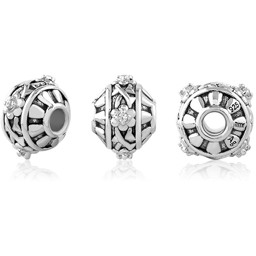 Vedere dettagli per TOP-Perline tonde "Fiori con CZ" 9mm , Argento 925 Immagine di TOP-Perline tonde "Fiori con CZ" 9mm , Argento 925