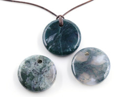 Vedere dettagli per Ciondolo a forma di tondo in agata muschiata da 30 mm (set di 3) Immagine di Ciondolo a forma di tondo in agata muschiata da 30 mm (set di 3)