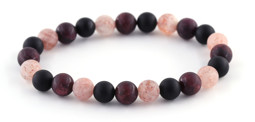 Zeige Details für Granat, Onyx & Sonnenstein Kugeln 8mm Armband, matt Bild von Granat, Onyx & Sonnenstein Kugeln 8mm Armband, matt