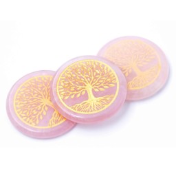 Vedere dettagli per Quarzo rosa 50x6mm "Albero della vita" con incisione color oro Immagine di Quarzo rosa 50x6mm "Albero della vita" con incisione color oro
