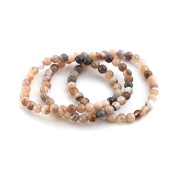 Vedere dettagli per Bracciale di perline tonde di Agata (marrone) da 6 mm  Immagine di Bracciale di perline tonde di Agata (marrone) da 6 mm