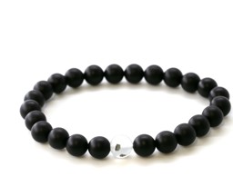 Zeige Details für Pyrit in Quarz mit Onyx  10mm Armband matt (20-21cm) Bild von Pyrit in Quarz mit Onyx  10mm Armband matt (20-21cm)