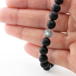 Zeige Details für Labradorit mit Onyx 8mm Armband matt Bild von Labradorit mit Onyx 8mm Armband matt