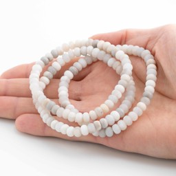 Vedere dettagli per Agata (bianca) Rondelle 6x4mm bracciale satinato Immagine di Agata (bianca) Rondelle 6x4mm bracciale satinato