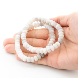 Vedere dettagli per Agata (bianca) Rondelle 8x5mm bracciale satinato Immagine di Agata (bianca) Rondelle 8x5mm bracciale satinato