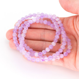 Vedere dettagli per Bracciale di perline tonde di ametista da 5 mm (lavanda) EXTRA Immagine di Bracciale di perline tonde di ametista da 5 mm (lavanda) EXTRA