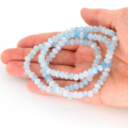 Vedere dettagli per Acquamarina sfaccettata. Bracciale a rondelle 6 mm  Immagine di Acquamarina sfaccettata. Bracciale a rondelle 6 mm