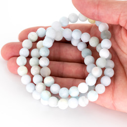 Vedere dettagli per Bracciale di perline tonde di Acquamarina da 6 mm (satinate) Qualità A Immagine di Bracciale di perline tonde di Acquamarina da 6 mm (satinate) Qualità A