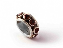 Bild von Rauchquarz Ring mit ca. 10 facettierten Cabochons, Silber 925