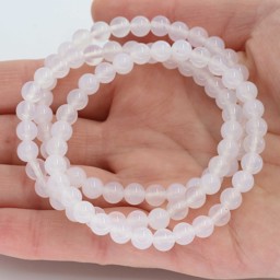 Vedere dettagli per Bracciale di perline tonde da 6 mm di Agata, standard (bianco) Immagine di Bracciale di perline tonde da 6 mm di Agata, standard (bianco)