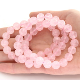 Vedere dettagli per Bracciale con perline di quarzo rosa da 10 mm Immagine di Bracciale con perline di quarzo rosa da 10 mm