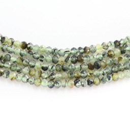 Vedere dettagli per Prehnite sfaccettata. Rondelle di 4 mm di filo Immagine di Prehnite sfaccettata. Rondelle di 4 mm di filo