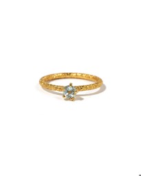 Vedere dettagli per Anello sfaccettato di Acquamarina "Regina per un giorno" da 4 mm, argento 925 placcato oro Immagine di Anello sfaccettato di Acquamarina "Regina per un giorno" da 4 mm, argento 925 placcato oro