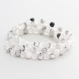 Zeige Details für Bergkristall & Magnesit Kugeln  6mm Armband matt Bild von Bergkristall & Magnesit Kugeln  6mm Armband matt