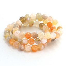 Vedere dettagli per Bracciale di perline tonde 8 mm di Agata (grigio-arancio) Immagine di Bracciale di perline tonde 8 mm di Agata (grigio-arancio)