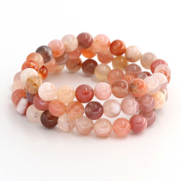 Vedere dettagli per Bracciale di perline tonde 8 mm di Agata (rosa) Immagine di Bracciale di perline tonde 8 mm di Agata (rosa)