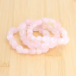 Vedere dettagli per Bracciale con nuggets di quarzo rosa da 8-12 mm Immagine di Bracciale con nuggets di quarzo rosa da 8-12 mm