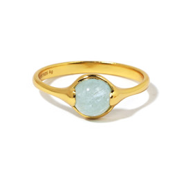 Vedere dettagli per Anello "Il mondo nelle tue mani" di Acquamarina, cab. 7mm, argento 925 placcato oro Immagine di Anello "Il mondo nelle tue mani" di Acquamarina, cab. 7mm, argento 925 placcato oro