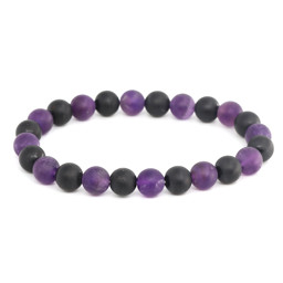 Zeige Details für Amethyst & Turmalin (Schörl) Kugeln  8mm Armband (matt) Bild von Amethyst & Turmalin (Schörl) Kugeln  8mm Armband (matt)