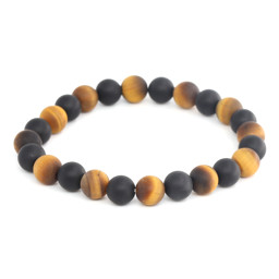 Zeige Details für Onyx & Tigerauge Kugeln  8mm Armband (matt) Bild von Onyx & Tigerauge Kugeln  8mm Armband (matt)