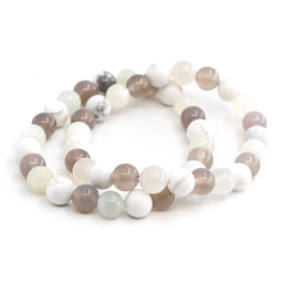 Zeige Details für Achat & Magnesit & Mondstein weiss Kugeln  8mm Armband  Bild von Achat & Magnesit & Mondstein weiss Kugeln  8mm Armband