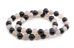 Zeige Details für Achat & Turmalin Schörl  8mm Kugeln Armband Bild von Achat & Turmalin Schörl  8mm Kugeln Armband
