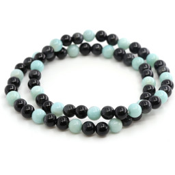 Zeige Details für Amazonit & Falkenauge & Onyx Kugeln  6mm Armband Bild von Amazonit & Falkenauge & Onyx Kugeln  6mm Armband