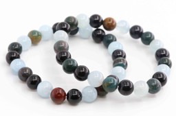 Zeige Details für Aquamarin, Heliotrop & Turmalin Schörl 8mm Kugeln Armband Bild von Aquamarin, Heliotrop & Turmalin Schörl 8mm Kugeln Armband
