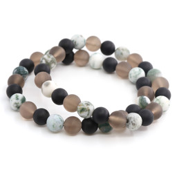 Zeige Details für Baumachat & Onyx & Rauchquarz Kugeln 8mm Armband (matt) Bild von Baumachat & Onyx & Rauchquarz Kugeln 8mm Armband (matt)
