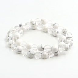 Zeige Details für Bergkristall & Magnesit Kugeln 8mm Armband  Bild von Bergkristall & Magnesit Kugeln 8mm Armband