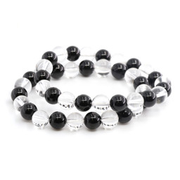 Zeige Details für Bergkristall & Turmalin schwarz Kugeln  8mm Armband Bild von Bergkristall & Turmalin schwarz Kugeln  8mm Armband