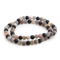 Zeige Details für Botswana Achat & Labradorit & Onyx Kugeln  6mm Armband, matt Bild von Botswana Achat & Labradorit & Onyx Kugeln  6mm Armband, matt
