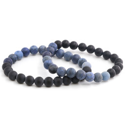 Zeige Details für Dumortierit & Onyx Kugeln  8mm Armband, matt (halb-halb) Bild von Dumortierit & Onyx Kugeln  8mm Armband, matt (halb-halb)