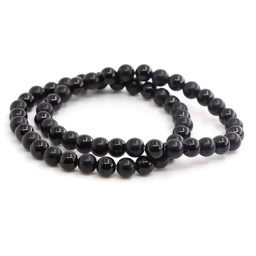 Zeige Details für Turmalin (Schörl) Kugeln  6mm Armband, one matt-one glanz Bild von Turmalin (Schörl) Kugeln  6mm Armband, one matt-one glanz