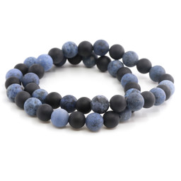 Zeige Details für Dumortierit & Onyx Kugeln  8mm Armband matt (one-one) Bild von Dumortierit & Onyx Kugeln  8mm Armband matt (one-one)