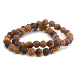 Zeige Details für Rauchquarz & Rudraksha &  Tigerauge Kugeln 8mm Armband, matt Bild von Rauchquarz & Rudraksha &  Tigerauge Kugeln 8mm Armband, matt