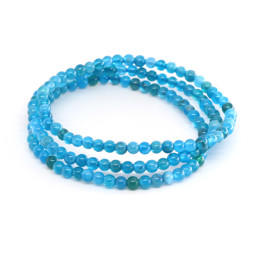 Vedere dettagli per Bracciale di perline tonde blu di Apatite da 4 mm Immagine di Bracciale di perline tonde blu di Apatite da 4 mm