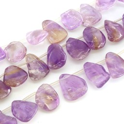 Vedere dettagli per Filo di pietre burattate di ametrino (piatto) Immagine di Filo di pietre burattate di ametrino (piatto)