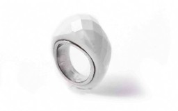 Zeige Details für Weisse Achat Ring facettiert Marquise mit Silber Ring Bild von Weisse Achat Ring facettiert Marquise mit Silber Ring