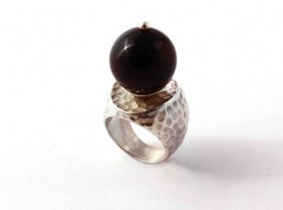 Image de Onyx Ring 18mm Kugel Silber 925