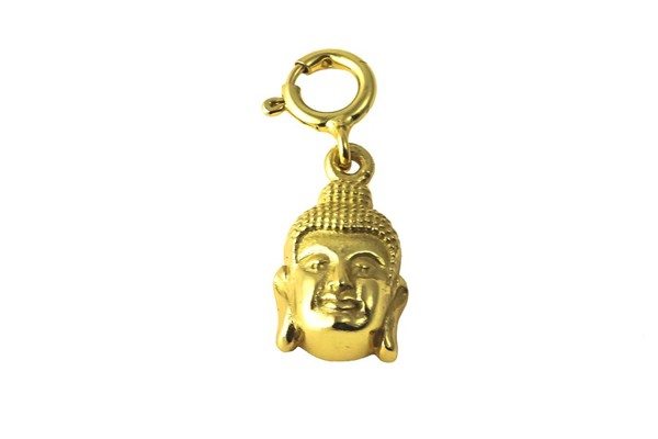 Bild von Charm Buddha 8x14mm mit Federring Anhänger, Silber vergoldet