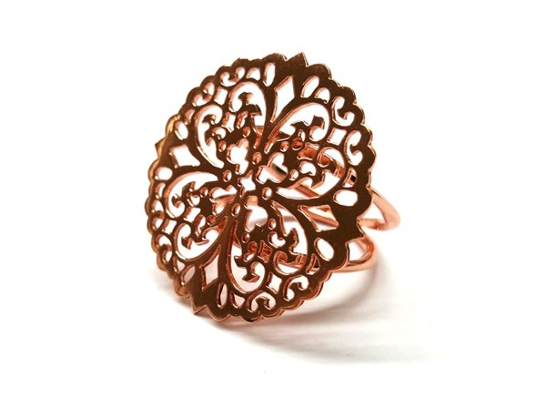 Image de Silber Ring Flower ziseliert 27mm, silber rosévergoldet