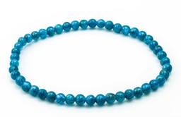 Vedere dettagli per Bracciale di perline tonde blu di Apatite da 4 mm Immagine di Bracciale di perline tonde blu di Apatite da 4 mm