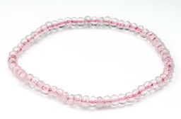 Vedere dettagli per Bracciale con rondelle sfaccettate di quarzo rosa da 3 mm Immagine di Bracciale con rondelle sfaccettate di quarzo rosa da 3 mm