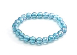 Vedere dettagli per Aqua Aura sfaccettata. Bracciale di perline tonde da 8 mm Immagine di Aqua Aura sfaccettata. Bracciale di perline tonde da 8 mm