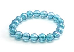 Vedere dettagli per Aqua Aura sfaccettata. Bracciale di perline tonde da 10 mm Immagine di Aqua Aura sfaccettata. Bracciale di perline tonde da 10 mm