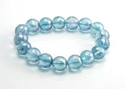Vedere dettagli per Aqua Aura sfaccettata. Bracciale di perline tonde da 12 mm Immagine di Aqua Aura sfaccettata. Bracciale di perline tonde da 12 mm